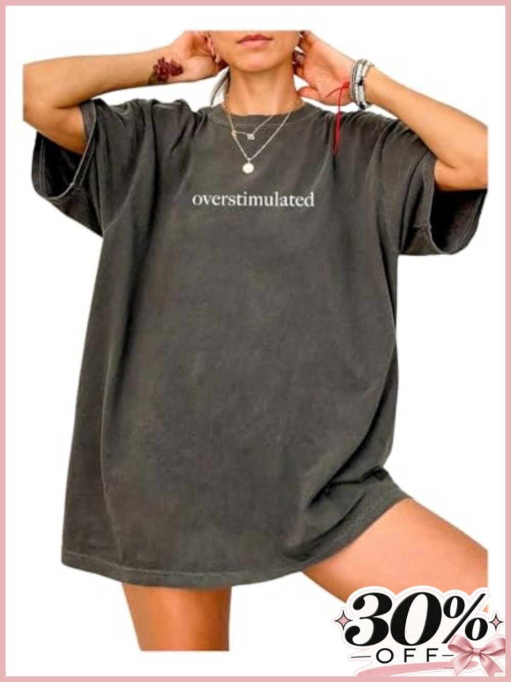 SOLY HUX Women Oversized Graphic Tee Round Neck Letter Print Short Sleeve